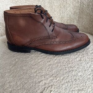Nunn Bush Men’s 9.5M Brown Leather Wingtip Chukka Boots Memory Foam